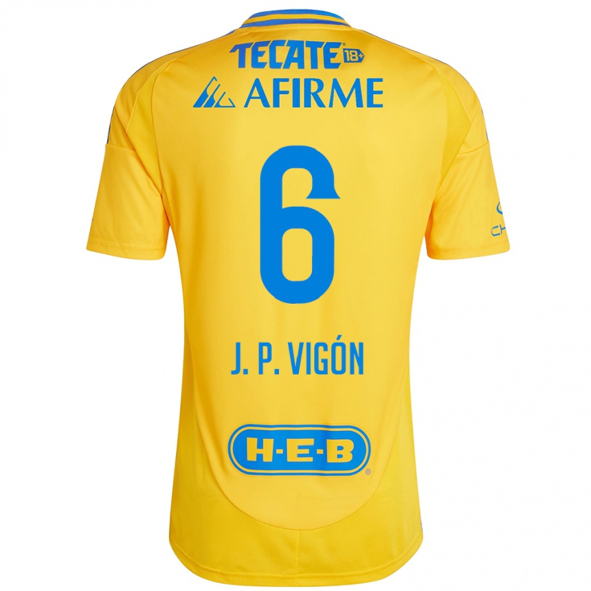 Vaikiškas Juan Pablo Vigón #6 Auksinė Geltona Namų Marškinėliai 2024/25 T-Shirt