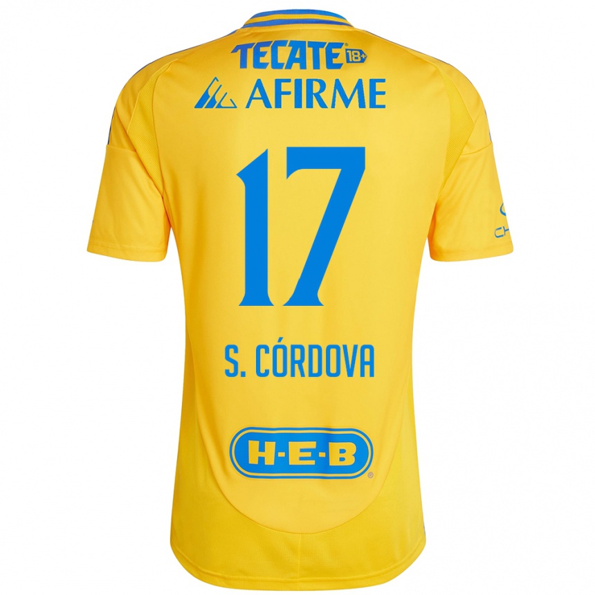 Vaikiškas Sebastián Córdova #17 Auksinė Geltona Namų Marškinėliai 2024/25 T-Shirt