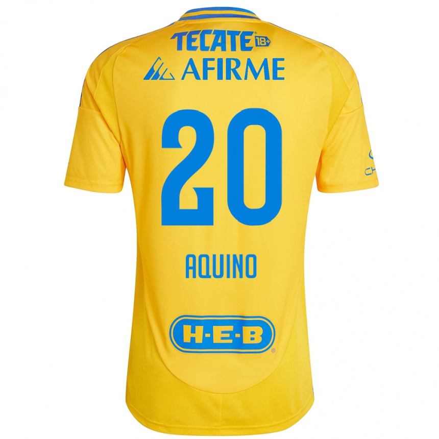 Vaikiškas Javier Aquino #20 Auksinė Geltona Namų Marškinėliai 2024/25 T-Shirt