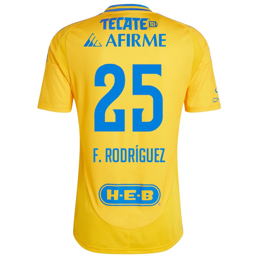 Vaikiškas Felipe Rodríguez #25 Auksinė Geltona Namų Marškinėliai 2024/25 T-Shirt