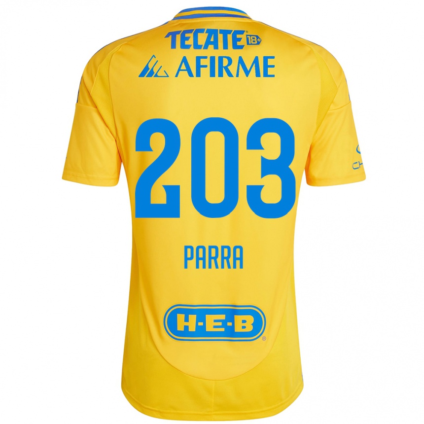 Vaikiškas Bernardo Parra #203 Auksinė Geltona Namų Marškinėliai 2024/25 T-Shirt