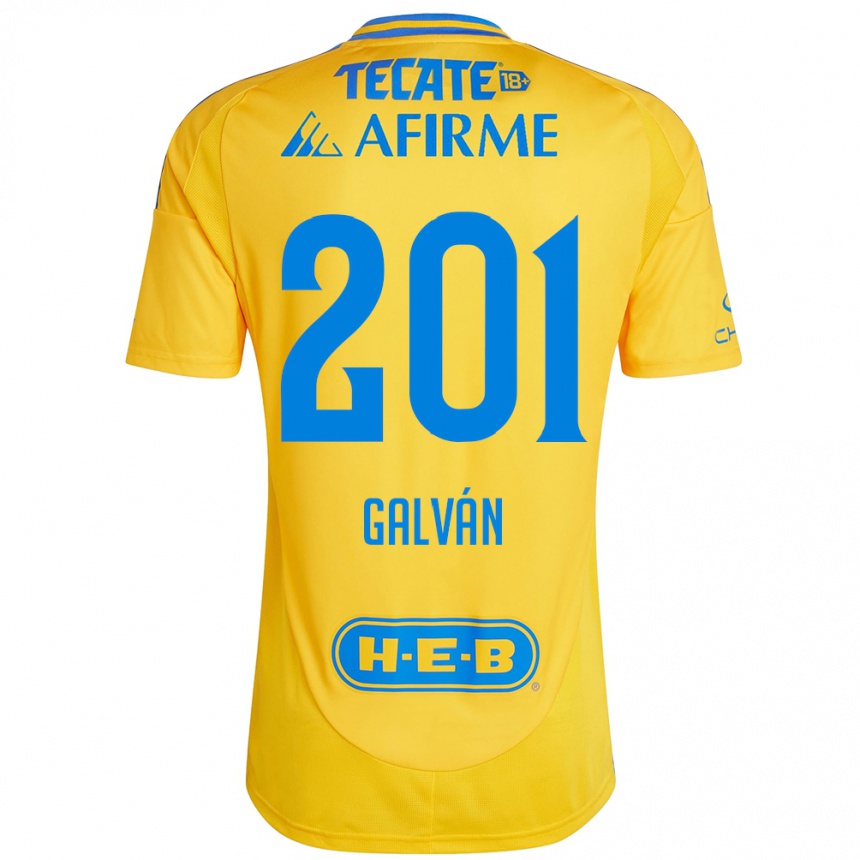 Vaikiškas Isac Galván #201 Auksinė Geltona Namų Marškinėliai 2024/25 T-Shirt