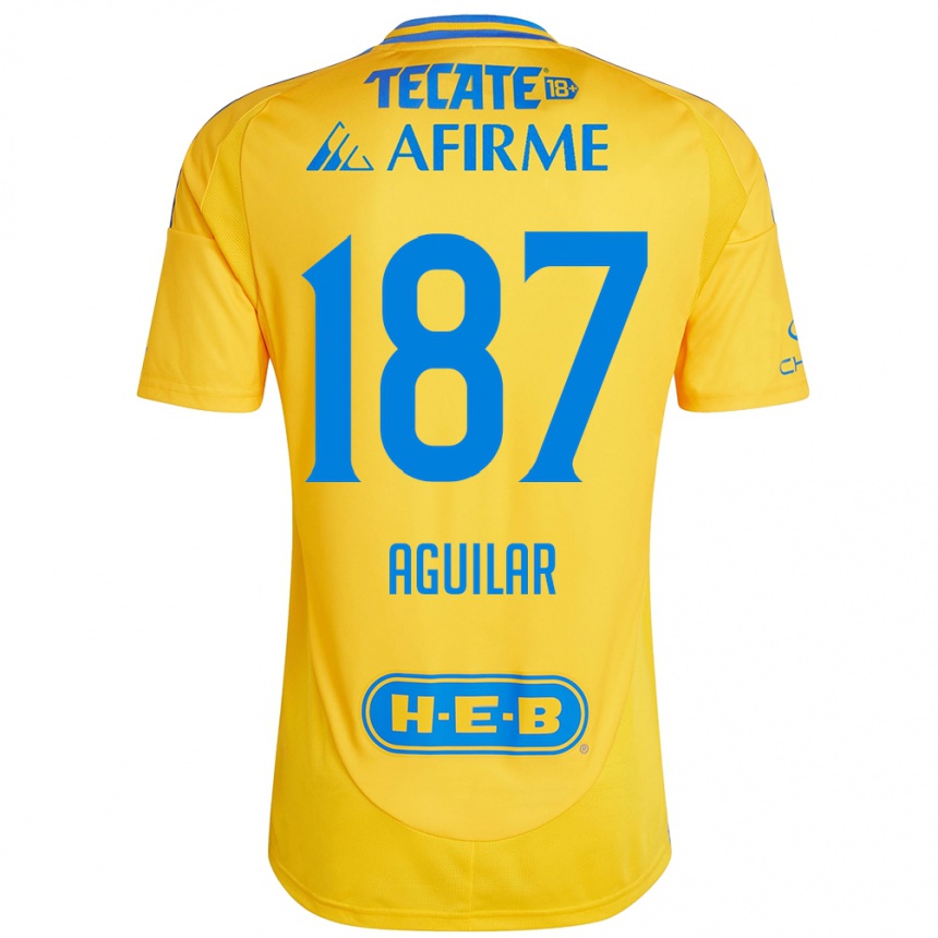 Vaikiškas Manuel Aguilar #187 Auksinė Geltona Namų Marškinėliai 2024/25 T-Shirt