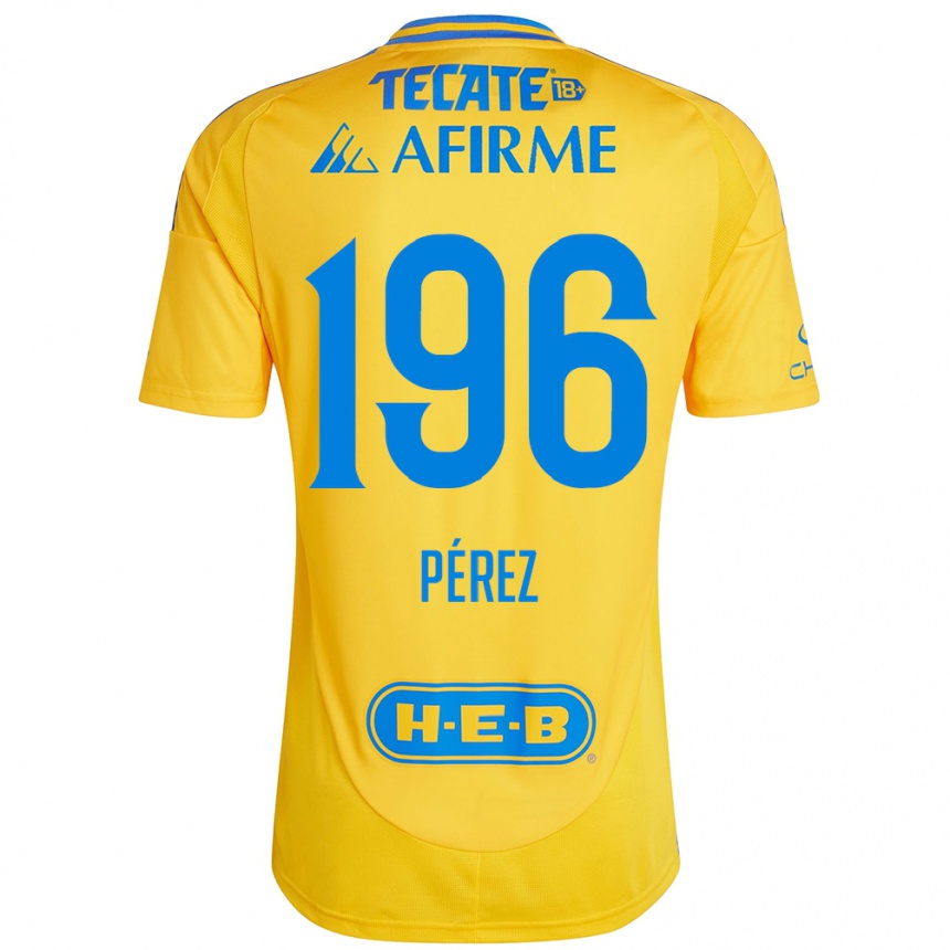 Vaikiškas Axel Pérez #196 Auksinė Geltona Namų Marškinėliai 2024/25 T-Shirt