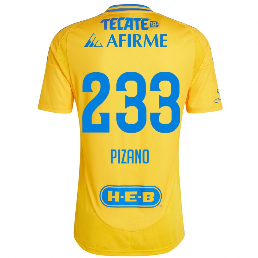 Vaikiškas Juan Pizano #233 Auksinė Geltona Namų Marškinėliai 2024/25 T-Shirt