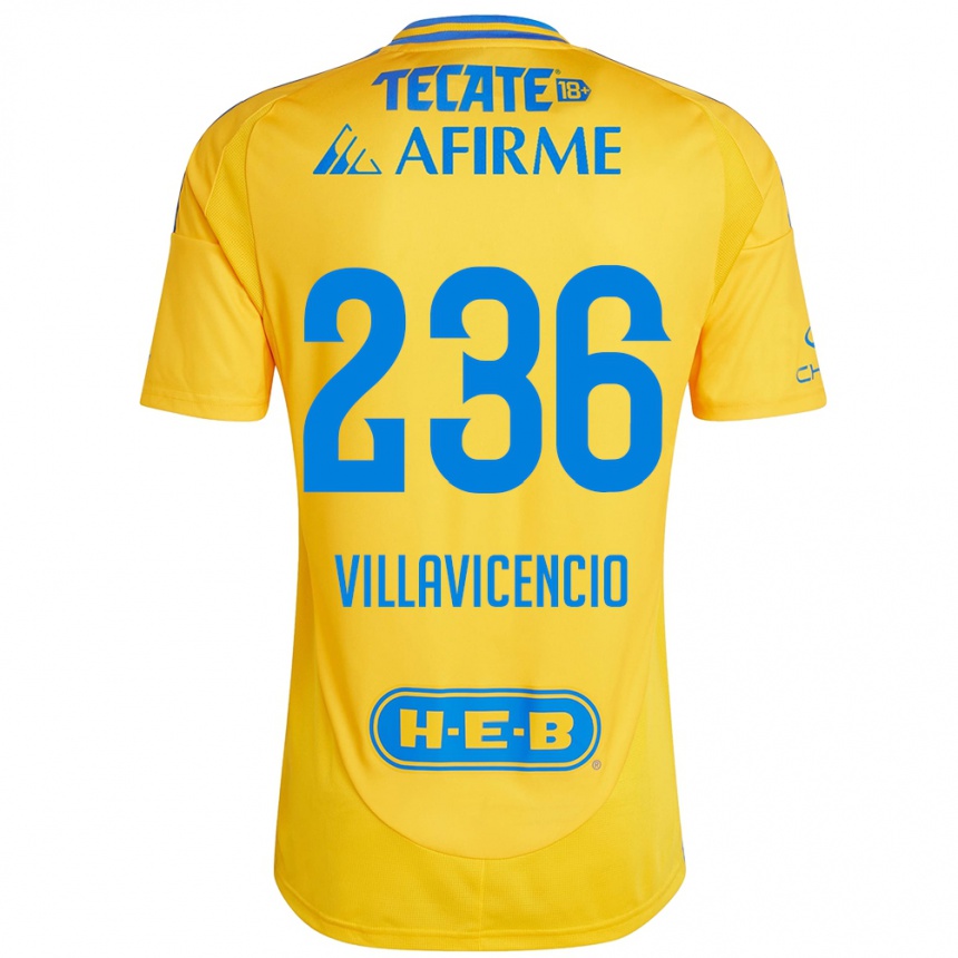 Vaikiškas Edgar Villavicencio #236 Auksinė Geltona Namų Marškinėliai 2024/25 T-Shirt