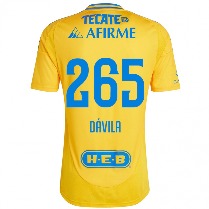 Vaikiškas Emiliano Dávila #265 Auksinė Geltona Namų Marškinėliai 2024/25 T-Shirt