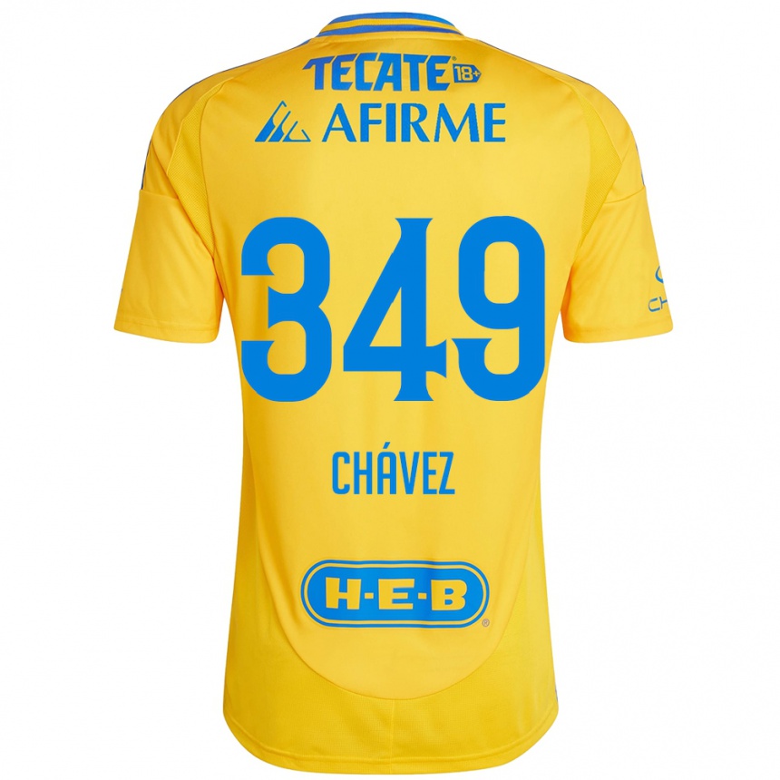 Vaikiškas Jorge Chávez #349 Auksinė Geltona Namų Marškinėliai 2024/25 T-Shirt