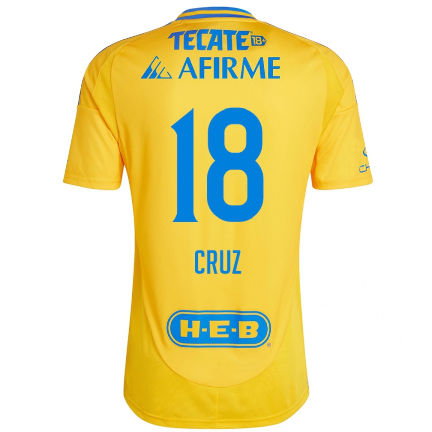 Vaikiškas Belen Cruz #18 Auksinė Geltona Namų Marškinėliai 2024/25 T-Shirt