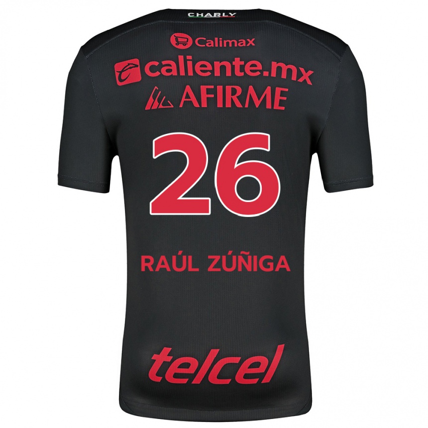 Vaikiškas José Raúl Zúñiga #26 Juoda Raudona Namų Marškinėliai 2024/25 T-Shirt