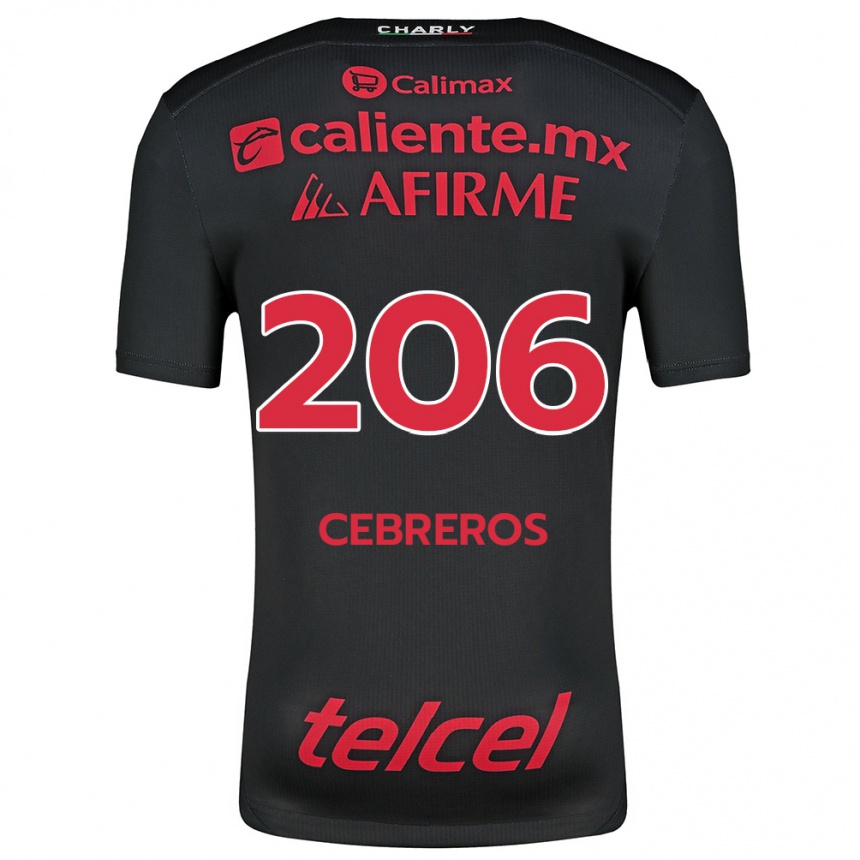 Vaikiškas Luis Cebreros #206 Juoda Raudona Namų Marškinėliai 2024/25 T-Shirt