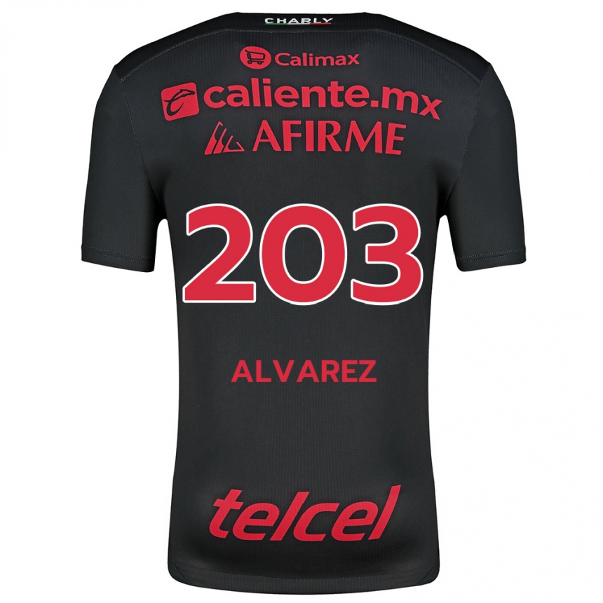 Vaikiškas Jaime Álvarez #203 Juoda Raudona Namų Marškinėliai 2024/25 T-Shirt