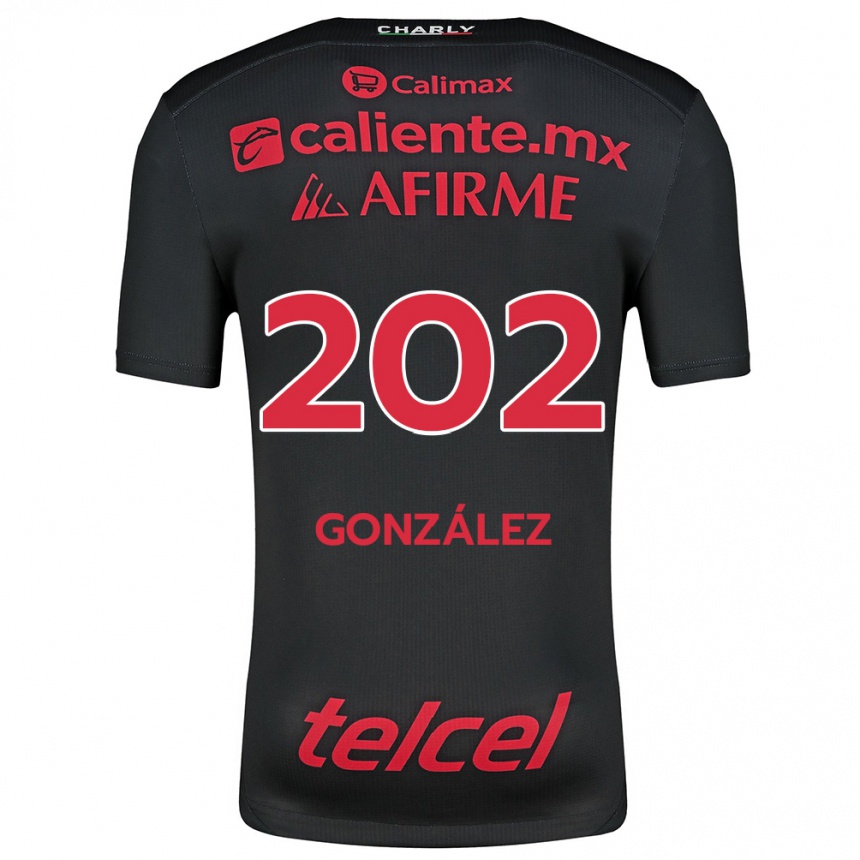 Vaikiškas Joban González #202 Juoda Raudona Namų Marškinėliai 2024/25 T-Shirt