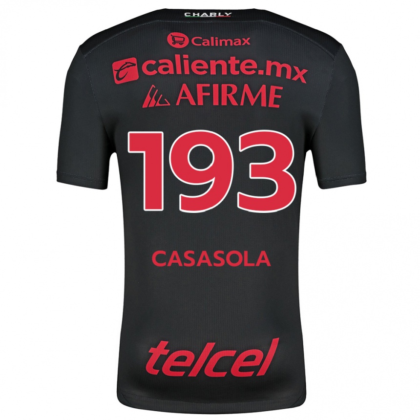 Vaikiškas Axel Casasola #193 Juoda Raudona Namų Marškinėliai 2024/25 T-Shirt