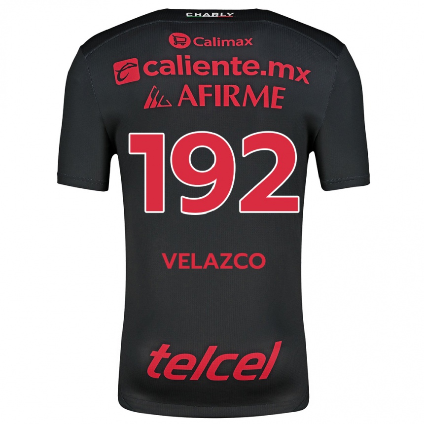 Vaikiškas Emiliano Velazco #192 Juoda Raudona Namų Marškinėliai 2024/25 T-Shirt