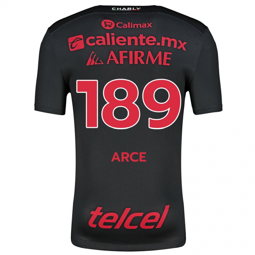 Vaikiškas Diego Arce #189 Juoda Raudona Namų Marškinėliai 2024/25 T-Shirt