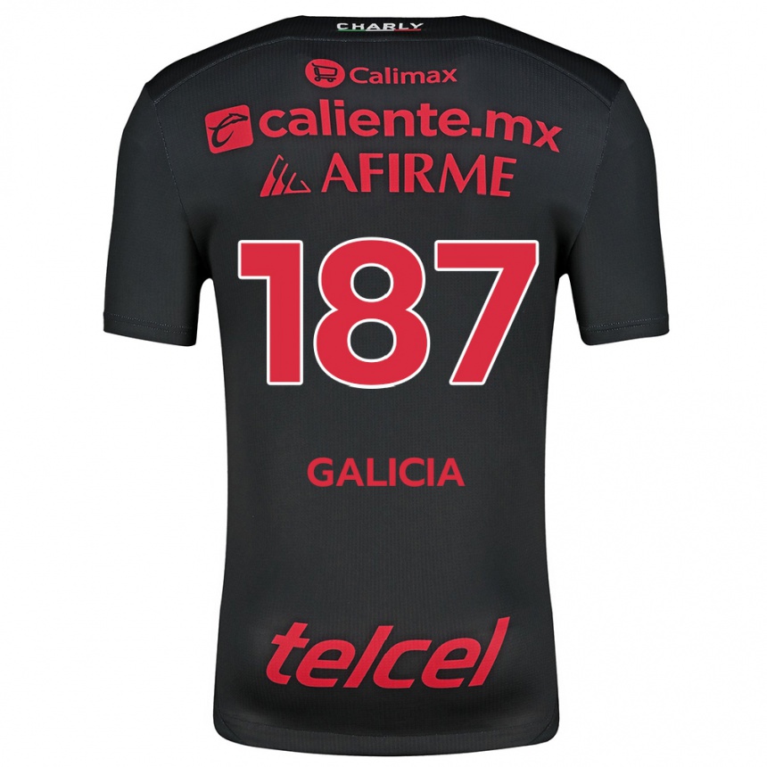 Vaikiškas Carlos Galicia #187 Juoda Raudona Namų Marškinėliai 2024/25 T-Shirt