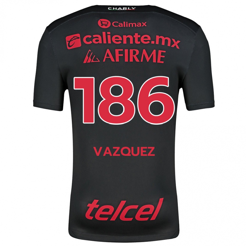 Vaikiškas Octavio Vázquez #186 Juoda Raudona Namų Marškinėliai 2024/25 T-Shirt