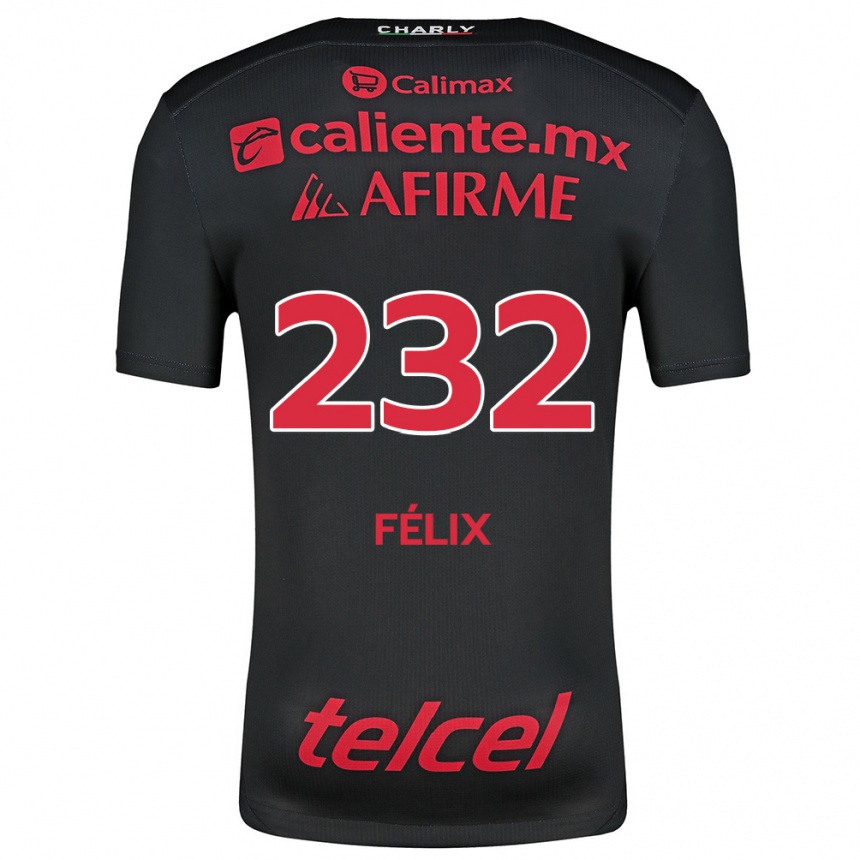 Vaikiškas Erick Félix #232 Juoda Raudona Namų Marškinėliai 2024/25 T-Shirt