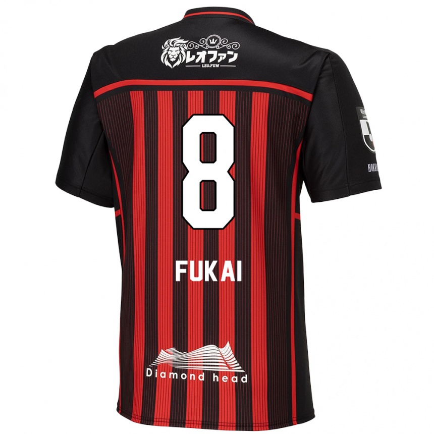 Vaikiškas Kazuki Fukai #8 Raudona Juoda Namų Marškinėliai 2024/25 T-Shirt