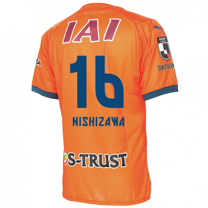 Vaikiškas Kenta Nishizawa #16 Oranžinė Mėlyna Namų Marškinėliai 2024/25 T-Shirt