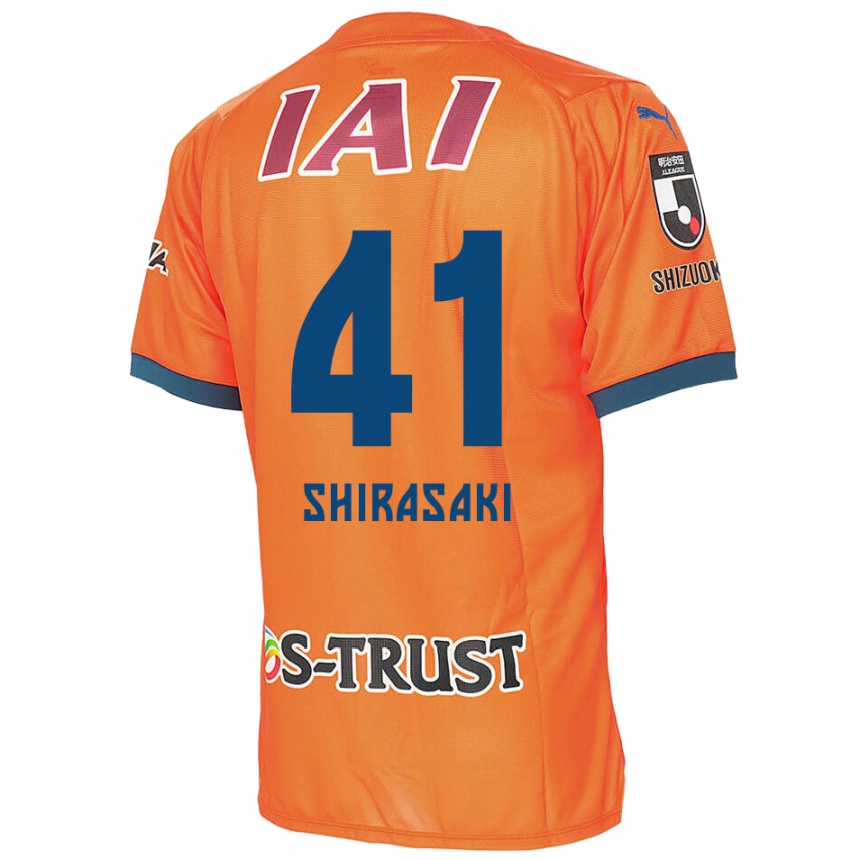 Vaikiškas Ryohei Shirasaki #41 Oranžinė Mėlyna Namų Marškinėliai 2024/25 T-Shirt