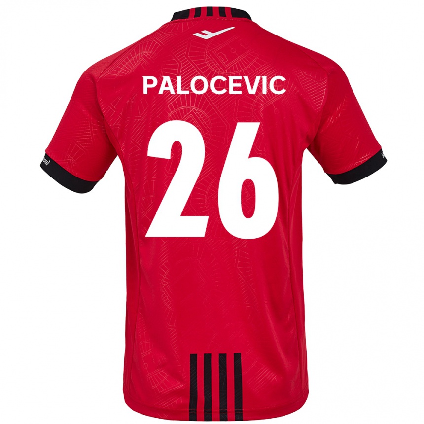 Vaikiškas Aleksandar Palocevic #26 Raudona Juoda Namų Marškinėliai 2024/25 T-Shirt