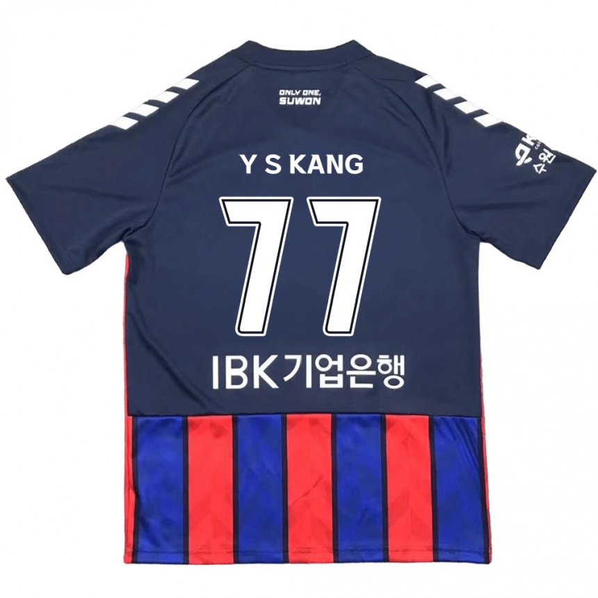 Vaikiškas Sang-Yun Kang #77 Mėlyna Raudona Namų Marškinėliai 2024/25 T-Shirt