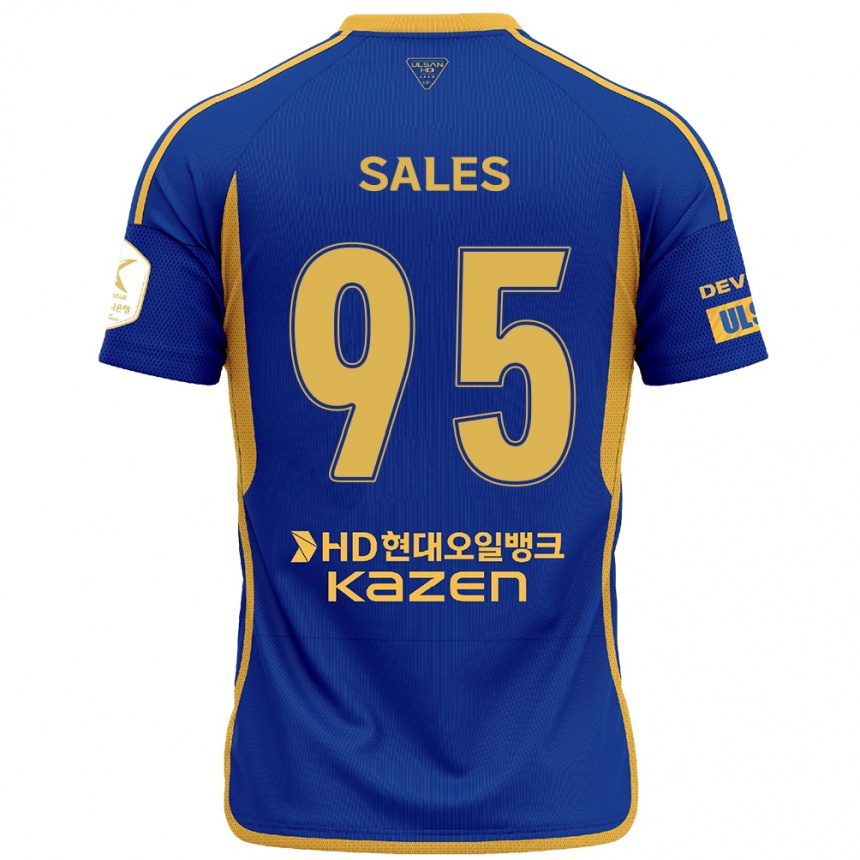 Vaikiškas Matheus Sales #95 Mėlyna Geltona Namų Marškinėliai 2024/25 T-Shirt