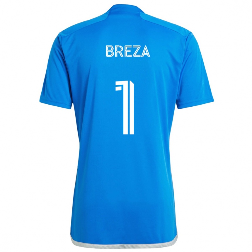 Vaikiškas Sebastian Breza #1 Mėlyna Balta Namų Marškinėliai 2024/25 T-Shirt