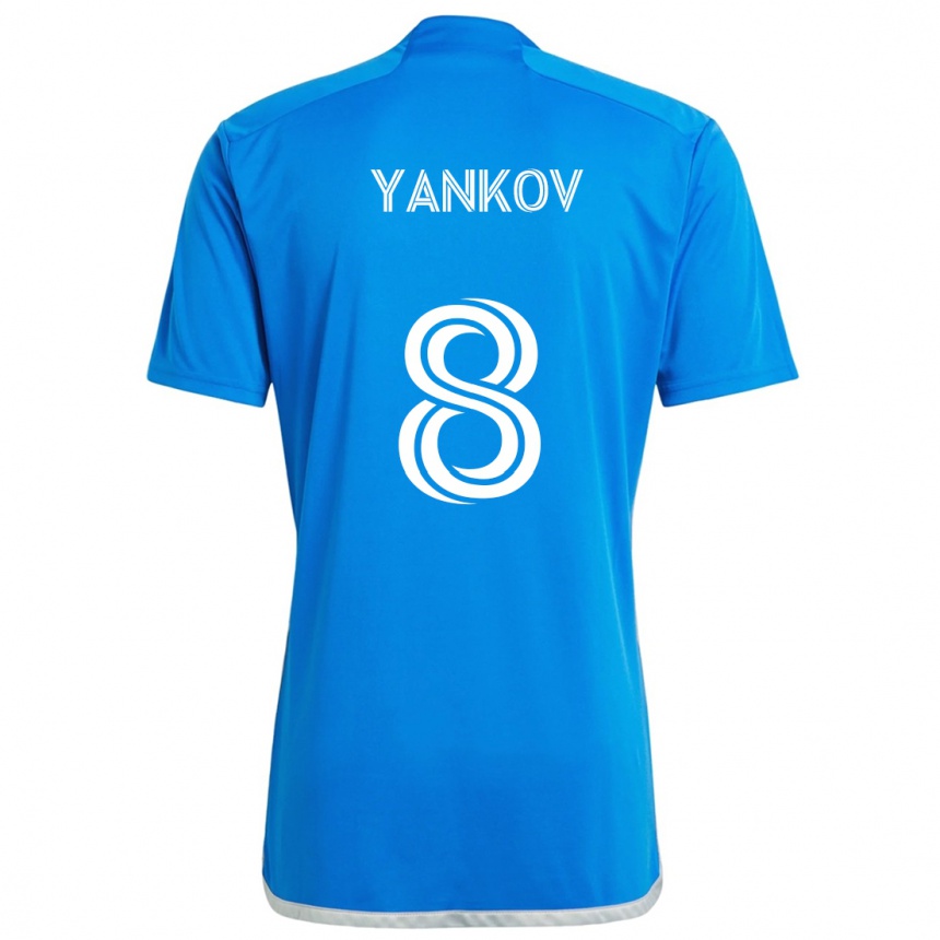 Vaikiškas Dominik Yankov #8 Mėlyna Balta Namų Marškinėliai 2024/25 T-Shirt