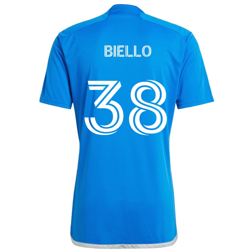 Vaikiškas Alessandro Biello #38 Mėlyna Balta Namų Marškinėliai 2024/25 T-Shirt