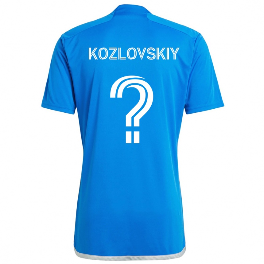 Vaikiškas Sergei Kozlovskiy #0 Mėlyna Balta Namų Marškinėliai 2024/25 T-Shirt