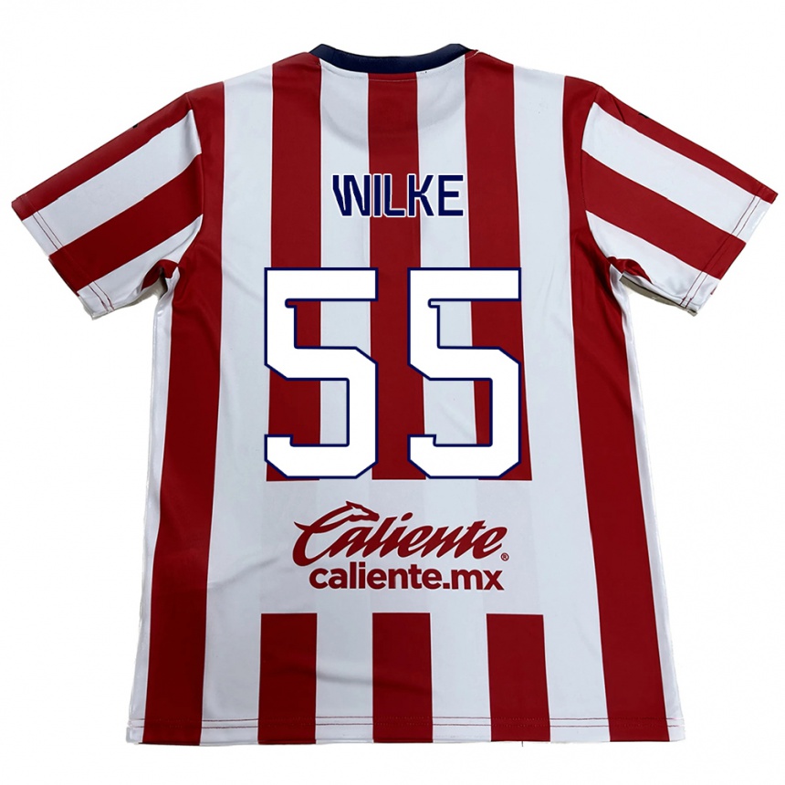 Vaikiškas Teun Wilke #55 Raudona Balta Namų Marškinėliai 2024/25 T-Shirt