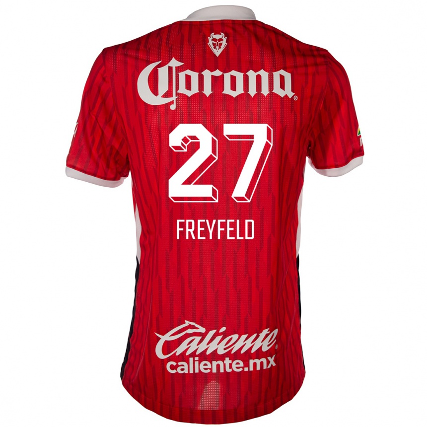 Vaikiškas Emiliano Freyfeld #27 Raudona Balta Namų Marškinėliai 2024/25 T-Shirt