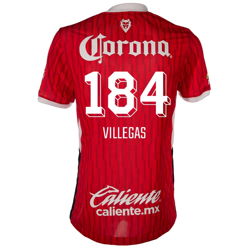 Vaikiškas Abraham Villegas #184 Raudona Balta Namų Marškinėliai 2024/25 T-Shirt