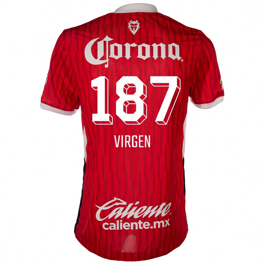 Vaikiškas Oswaldo Virgen #187 Raudona Balta Namų Marškinėliai 2024/25 T-Shirt