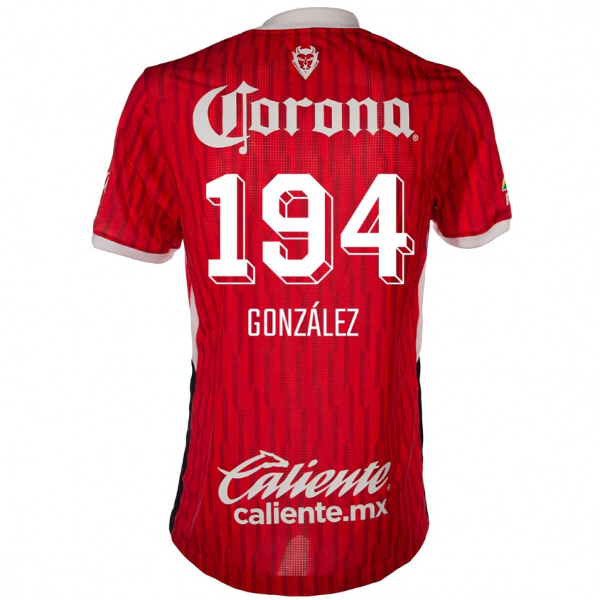 Vaikiškas Cristopher González #194 Raudona Balta Namų Marškinėliai 2024/25 T-Shirt