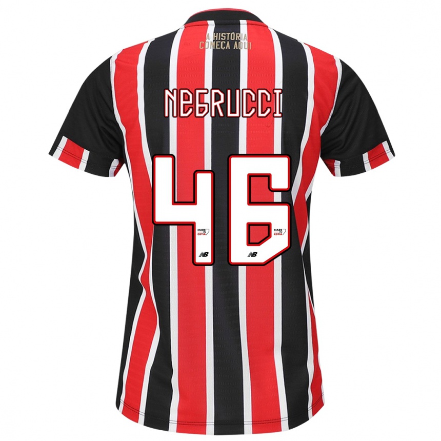 Vaikiškas Felipe Negrucci #46 Juoda Raudona Balta Išvykos Marškinėliai 2024/25 T-Shirt