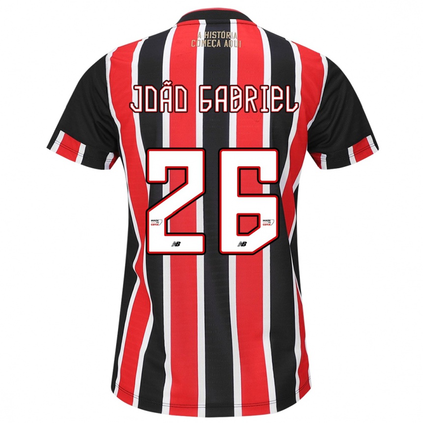 Vaikiškas João Gabriel #26 Juoda Raudona Balta Išvykos Marškinėliai 2024/25 T-Shirt