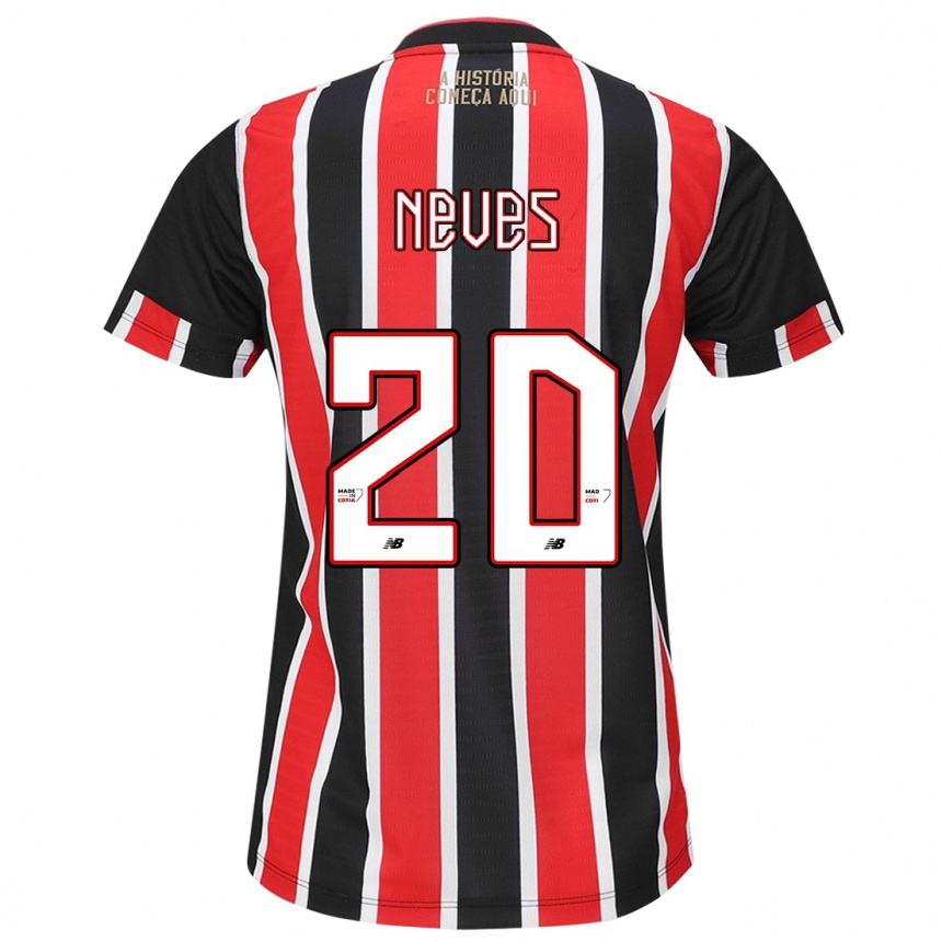 Vaikiškas Gabriel Neves #20 Juoda Raudona Balta Išvykos Marškinėliai 2024/25 T-Shirt