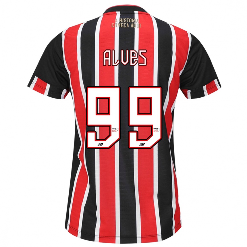 Vaikiškas Letícia Alves #99 Juoda Raudona Balta Išvykos Marškinėliai 2024/25 T-Shirt