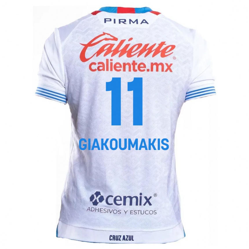 Vaikiškas Georgios Giakoumakis #11 Balta Mėlyna Išvykos Marškinėliai 2024/25 T-Shirt