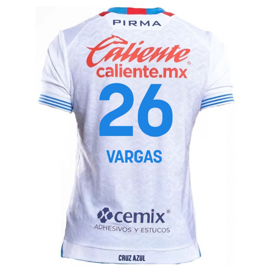 Vaikiškas Carlos Vargas #26 Balta Mėlyna Išvykos Marškinėliai 2024/25 T-Shirt