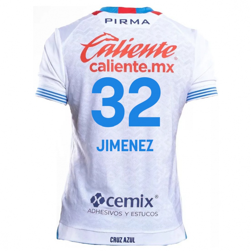 Vaikiškas Cristian Jiménez #32 Balta Mėlyna Išvykos Marškinėliai 2024/25 T-Shirt