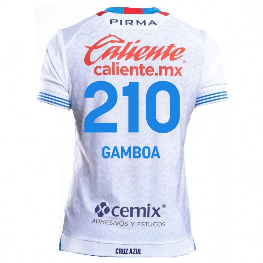 Vaikiškas Bryan Gamboa #210 Balta Mėlyna Išvykos Marškinėliai 2024/25 T-Shirt