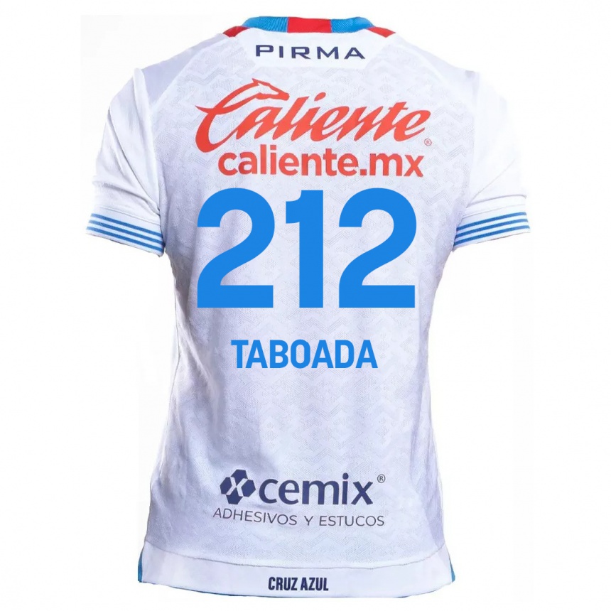 Vaikiškas Víctor Taboada #212 Balta Mėlyna Išvykos Marškinėliai 2024/25 T-Shirt