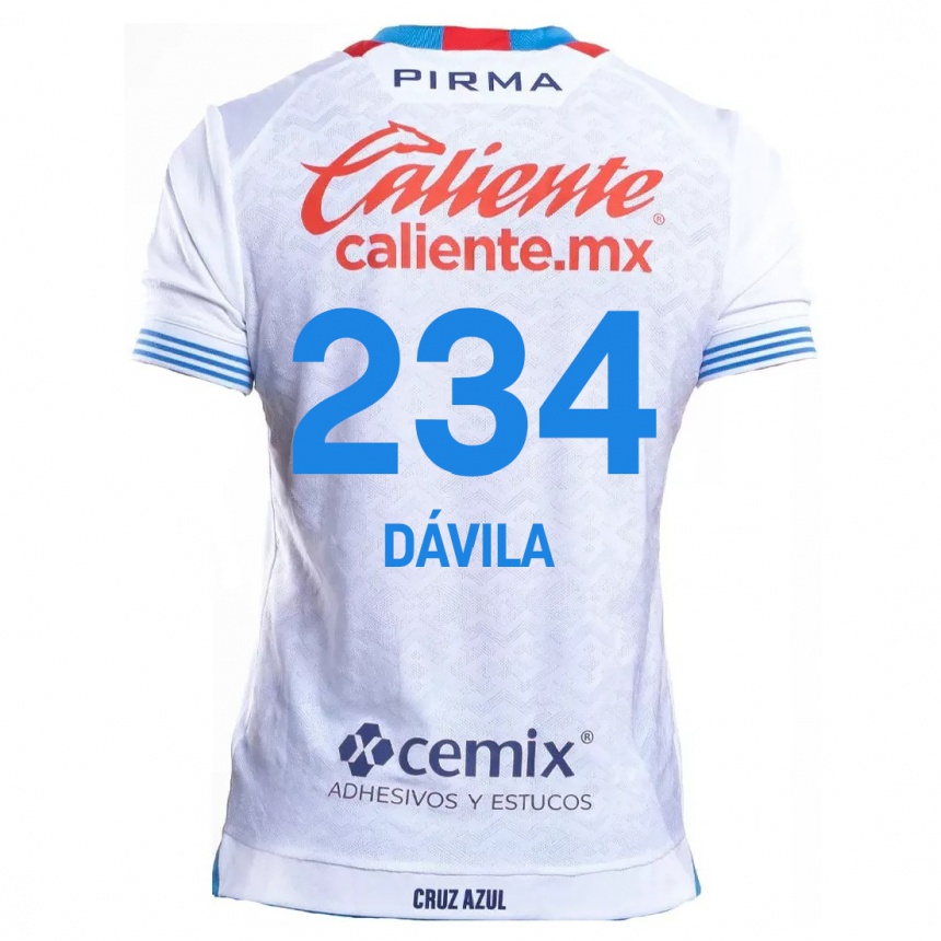 Vaikiškas Emilio Dávila #234 Balta Mėlyna Išvykos Marškinėliai 2024/25 T-Shirt