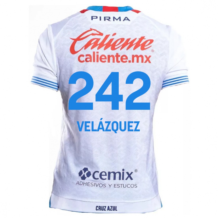 Vaikiškas Karol Velázquez #242 Balta Mėlyna Išvykos Marškinėliai 2024/25 T-Shirt