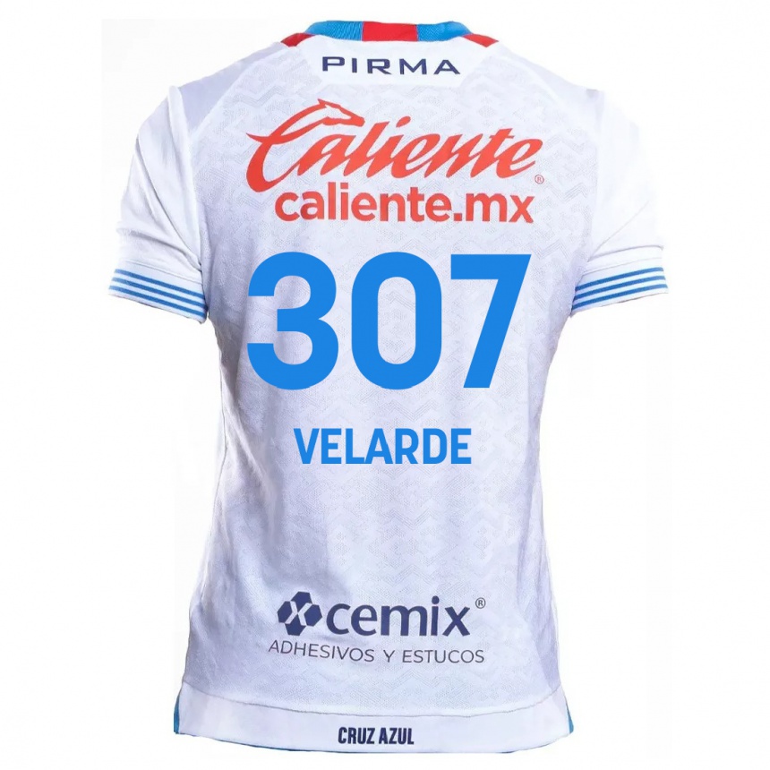 Vaikiškas Juan Velarde #307 Balta Mėlyna Išvykos Marškinėliai 2024/25 T-Shirt